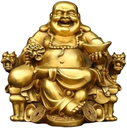 Julrybox Brass Maitreya Buddha Statue 24x28x28IN