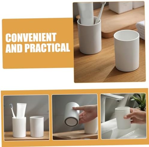 FONDOTIN 2pcs Solid PP White Bathroom Toothbrush Tumbler
