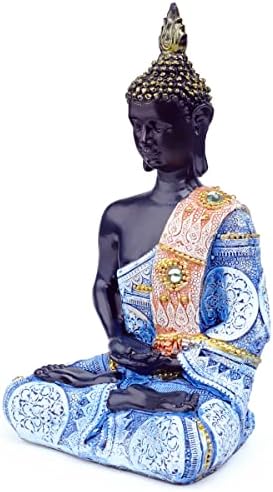 Polystone Buddha Meditating Statue Blue