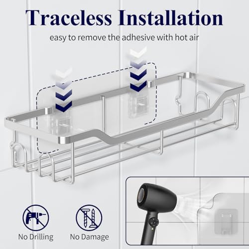 Kitsure Large Shower Caddy - 2 Pack Stainless Steel Adhesive Organizer