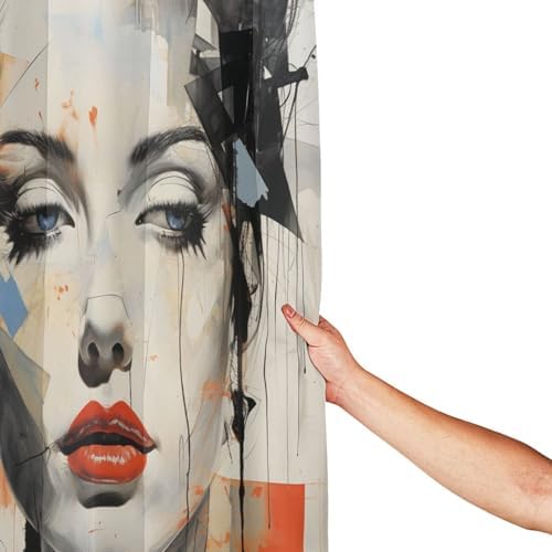 DAOWANGZUO Black Hair Girl Boho Shower Curtain Set 1
