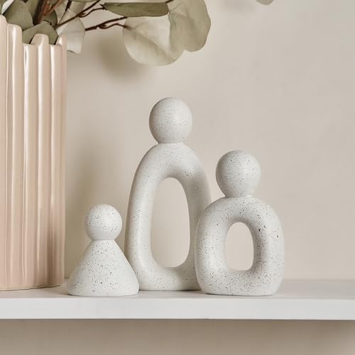 White Family of 3 Sculptures Modern Home Decor