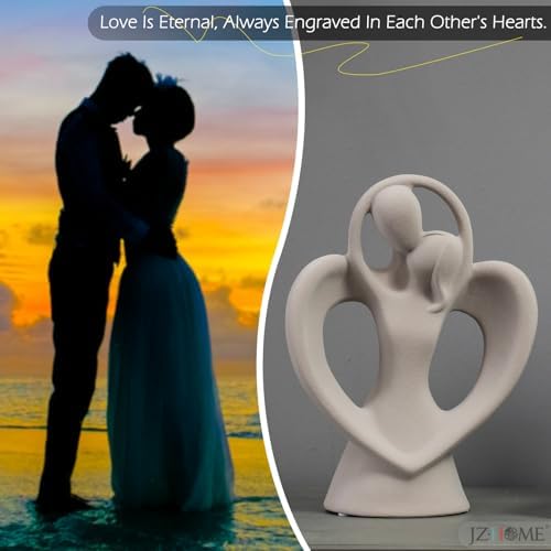 Abstract Kissing Lovers Ceramic Sculpture Gray