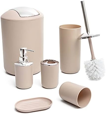 Moss Stone 6 Piece Bathroom Accessory Set - Beige