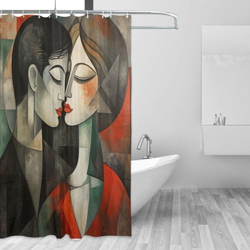 DAOWANGZUO Kissing Girl Boho Shower Curtain Set 1