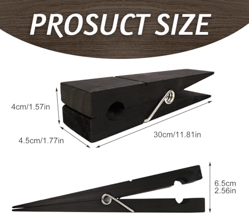 Wooden Towel Hooks for Bathroom Black Large Size