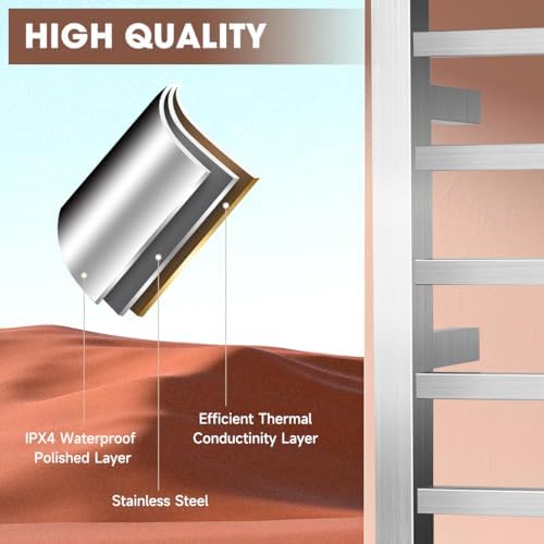 Aquatrend Heated Towel Rack with 5 Bar Stainless Steel Design