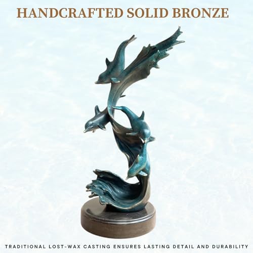 Bronze Dolphin Sculpture 185 Tall Handcrafted Dcor