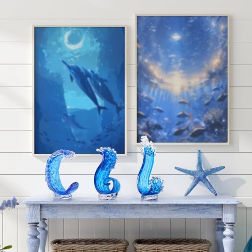 Blue Glass Sculpture Home Decor Art Statue
