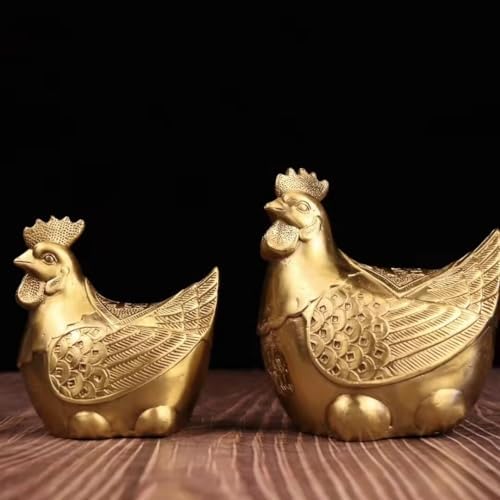 Copper Chicken Statue Zodiac Rooster Home Decor