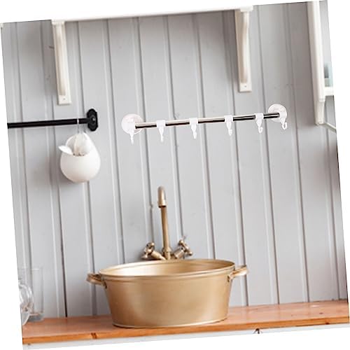 Vaguelly Stainless Steel Suction Cup Towel Rack 6 Hooks No Drill