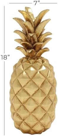 Deco 79 Gold Pineapple Polystone Sculpture 7x7x18