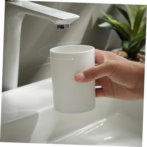 FONDOTIN 2pcs Solid PP White Bathroom Toothbrush Tumbler