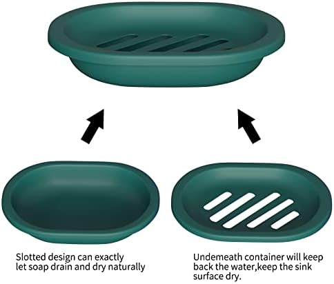 Topsky 2 Pcs Soap Dish with Drip Tray - Dark Green 1
