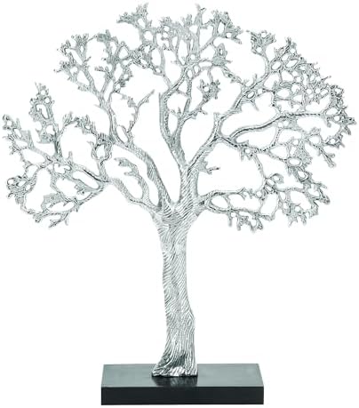 Deco 79 Silver Black Tree Sculpture Home Decor Statue