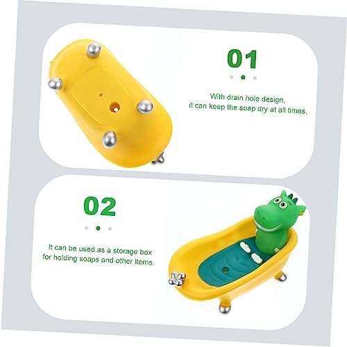 Veemoon Dinosaur Soap Dish - Cute Animal Sponge Holder for Bath and Kitchen