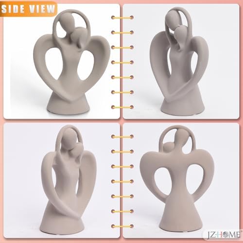 Abstract Kissing Lovers Ceramic Sculpture Gray