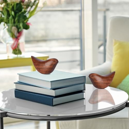 Handcrafted Acacia Wood Birds Sculpture Set of 2