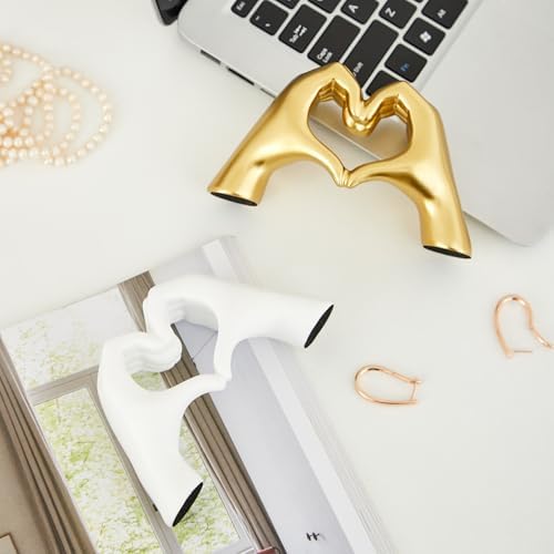 OTARTU Heart-Shaped Hand Sculpture Gold Decor