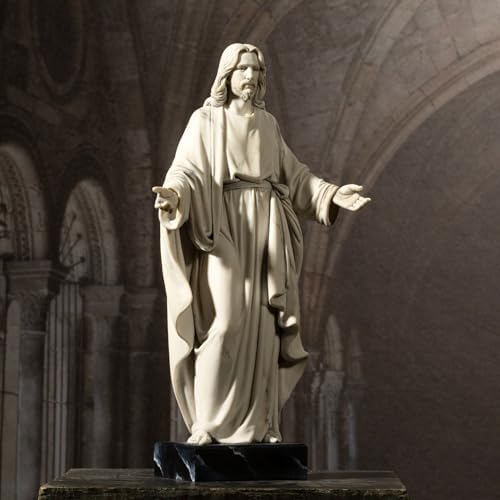 12 Inch Hand Painted Jesus Statue with Open Arms Resin Sculpture