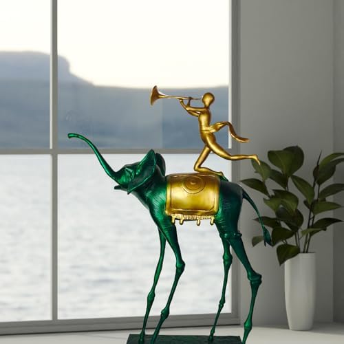 Green Bronze Elephant Sculpture - 256 Tall Art Decor