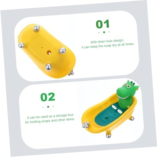 Amosfun Bathtub-Shaped Dinosaur Soap Storage Box