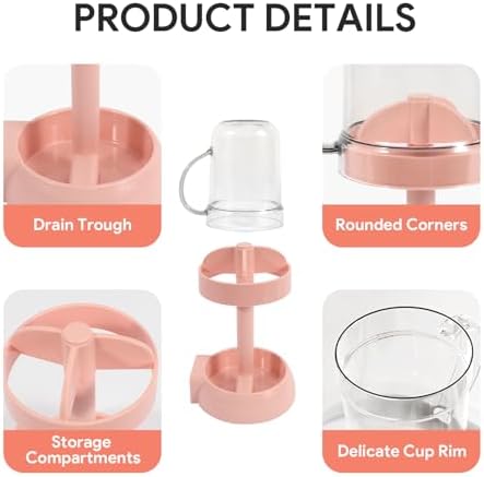 Pink Toothbrush Holder with Cup Cover 3 Slots