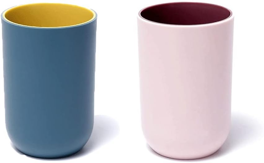 RabyLeo Unbreakable Reusable Cups Set of 2 Light Pink Navy Blue