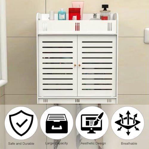 Wicoanox Bathroom Wall Cabinet with 2 Doors White