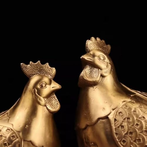 Copper Chicken Statue Zodiac Rooster Home Decor