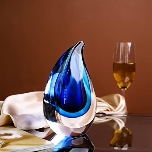 Yao Yuan Blue Murano-Style Art Glass Waterdrop Sculpture