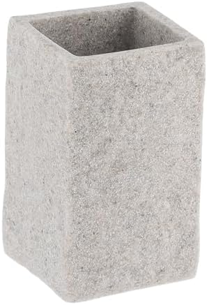Square Resin Stone Effect Toothbrush Holder Gray