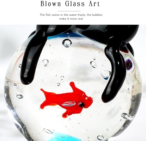 QFkris Hand Blown Glass Black Cat Figurine