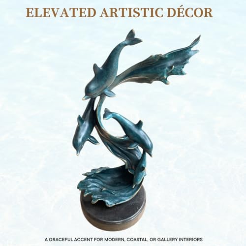 Bronze Dolphin Sculpture 185 Tall Handcrafted Dcor