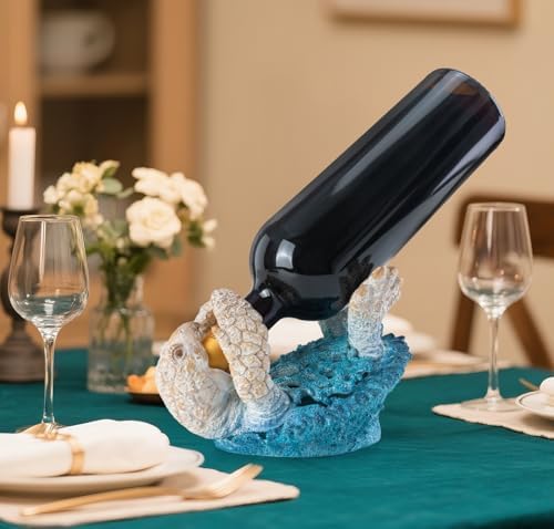 VVGIFTS Sea Turtle Wine Bottle Holder Statue