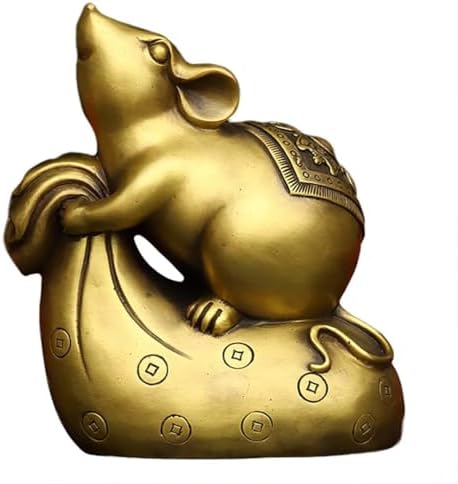 Brass Zodiac Rat Feng Shui Statue Home Decor