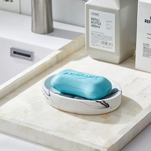 INIUNIK Marble Look Soap Dish - Bar Soap Holder for Shower Kitchen Sink