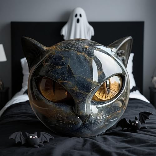 Luxury Black Cat Gemstone Sculpture Elegant Decor Gift