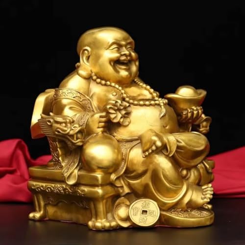 Julrybox Brass Maitreya Buddha Statue 24x28x28IN