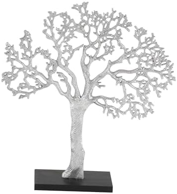 Deco 79 Silver Black Tree Sculpture Home Decor Statue