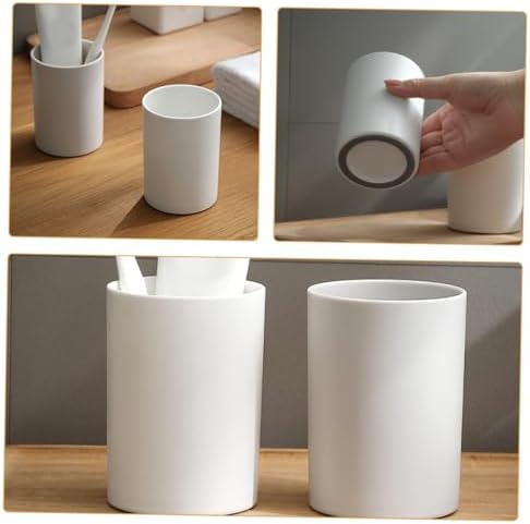 FONDOTIN 2pcs Solid PP White Bathroom Toothbrush Tumbler
