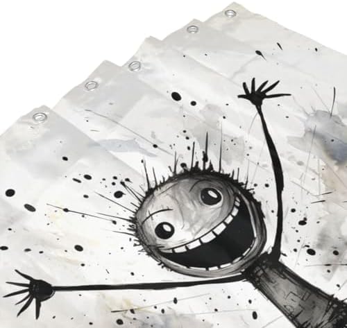 Abstract Boy Shower Curtain Set with 12 Hooks 72x72in