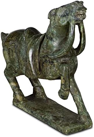 ChinaFurnitureOnline Dark Green Jade Warrior Horse Statue