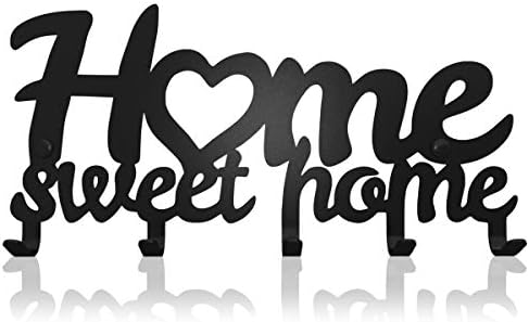 SirHoldeer Home Sweet Home Towel Rack Matte Black Wall Mounted Hook Set