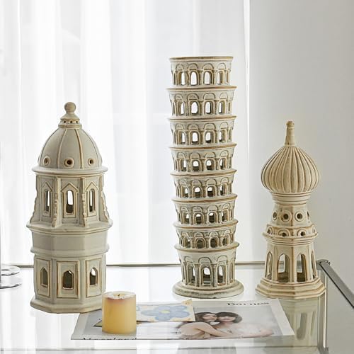 LIZOFER 126 Inch European Dome Tower Ceramic Decor
