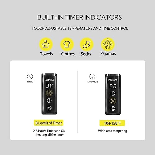 PBhusri 10-Bar Heated Towel Rack with Timer and LED Indicator