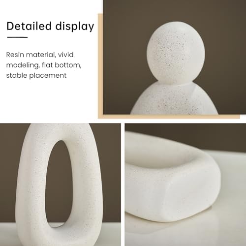 White Family of 3 Sculptures Modern Home Decor