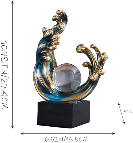 Modern Abstract Wave Decor Statue Blue Resin Art