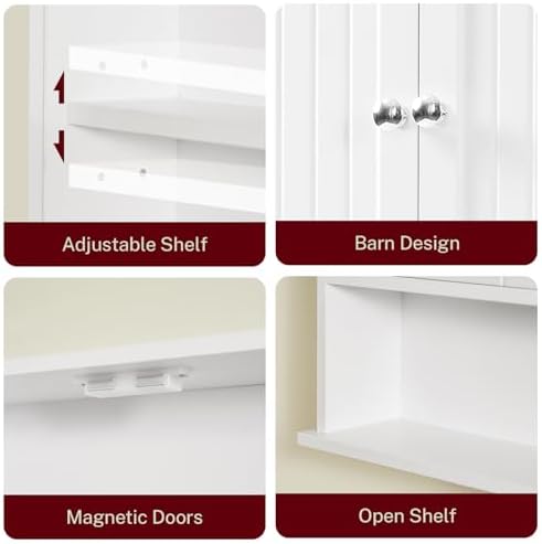 TEENFON Bathroom Wall Cabinet with Adjustable Shelves and Towel Rack 1