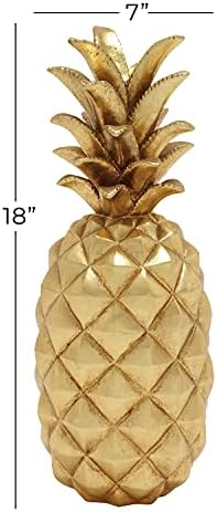 Deco 79 Gold Pineapple Polystone Sculpture 7x7x18